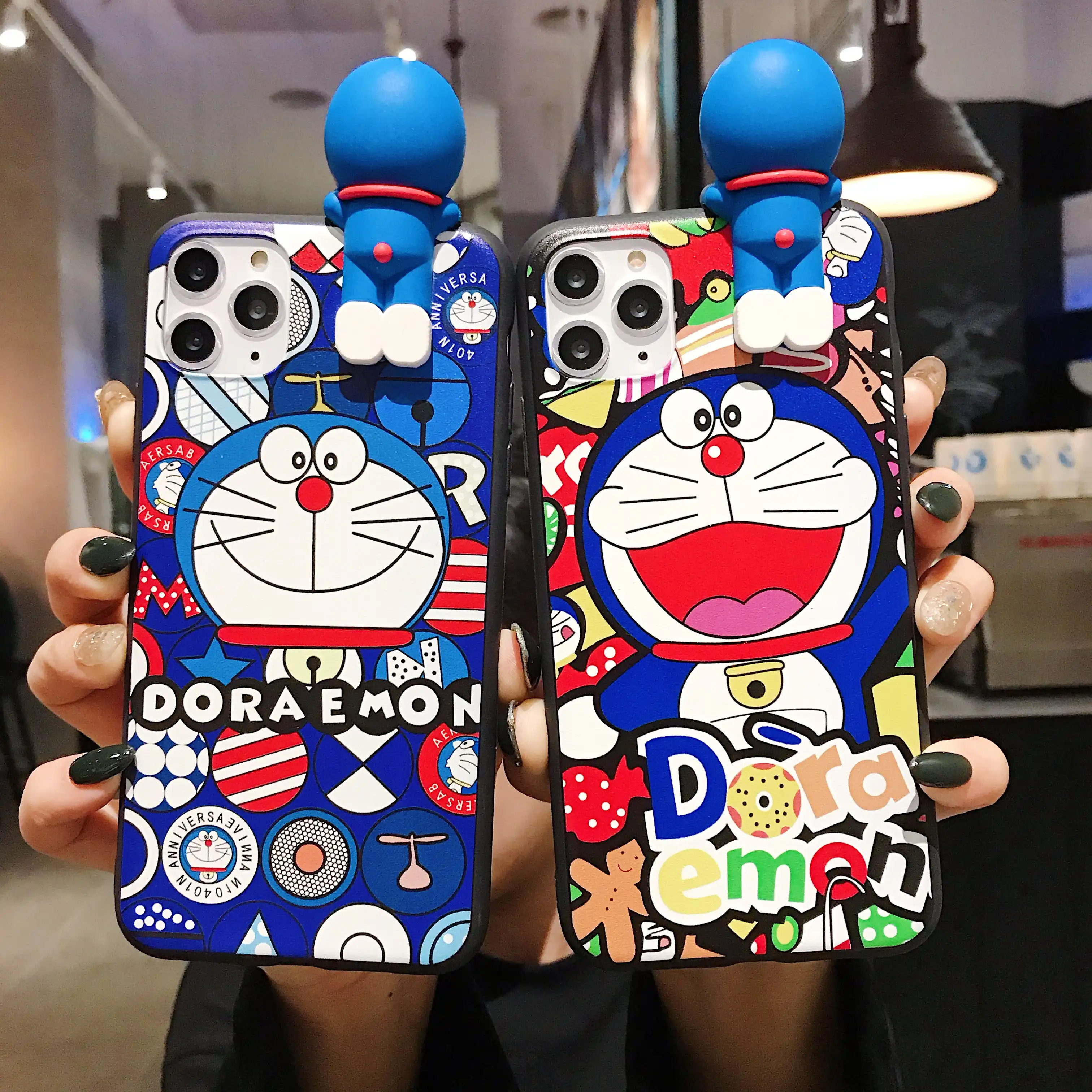 ファッションシェルパターン 3d かわいい漫画ドラえもん電話ケース Iphone X Xs 11pro 最大 6s 7 8 プラス Imd シリコーンカバー 電話用緩衝材 Aliexpress