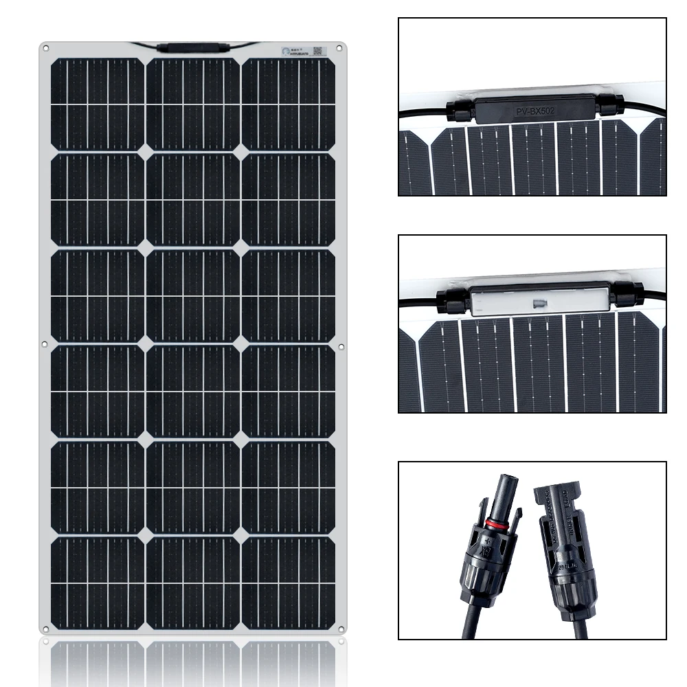 Boguang 2pcs 100 W solar panel kit 200 watt Panneau solaire flexible with controller for 12V 24V battery car RV home charging