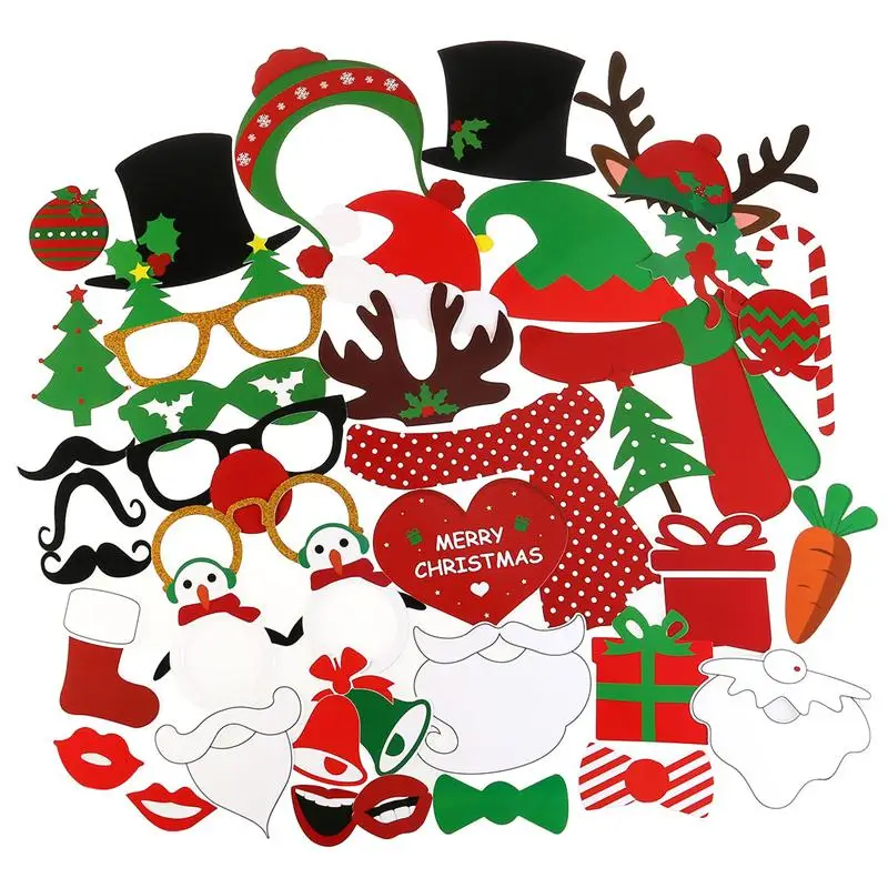 

TINKSKY 38 Pieces Photo Booth Props and Photo Accessories for Atmospheric and Funny Images for Christmas Party