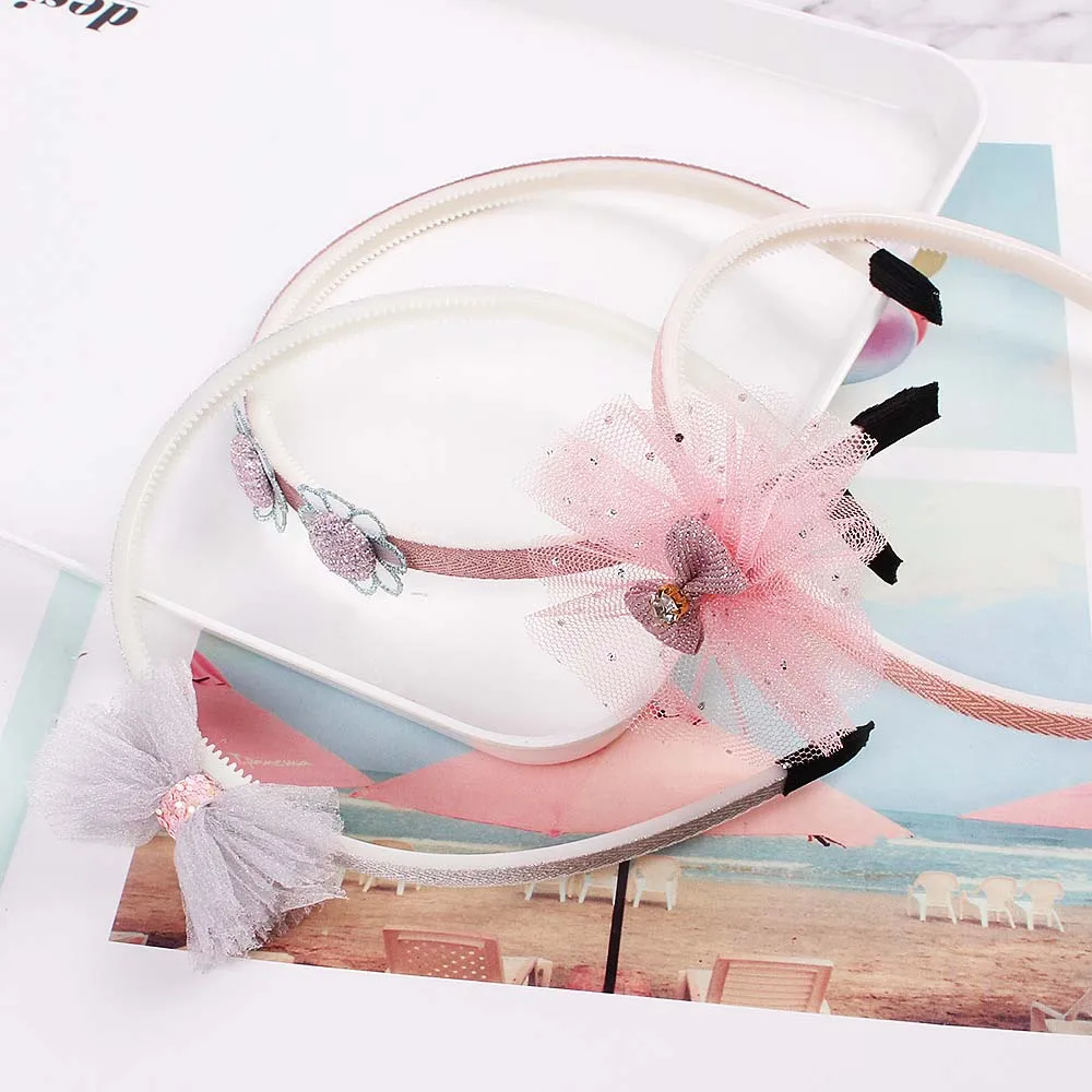 Imitation Gauze Bowtie Hairband Cute Kids Cartoon Girls Hair Hoop Headband Headwear Lace Hair Accessories 1Pcs Kid Gifts