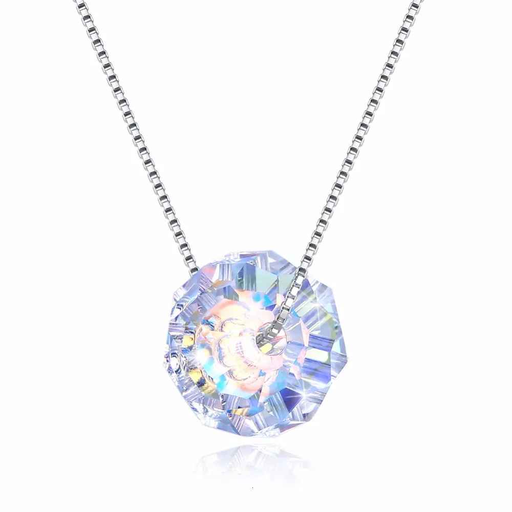 Lekani Стерлинговое Серебро 925 пробы ожерелье шар в форме кристаллов от Swarovski овальные бусины кулон ожерелье для женщин ювелирные изделия девушка подарок