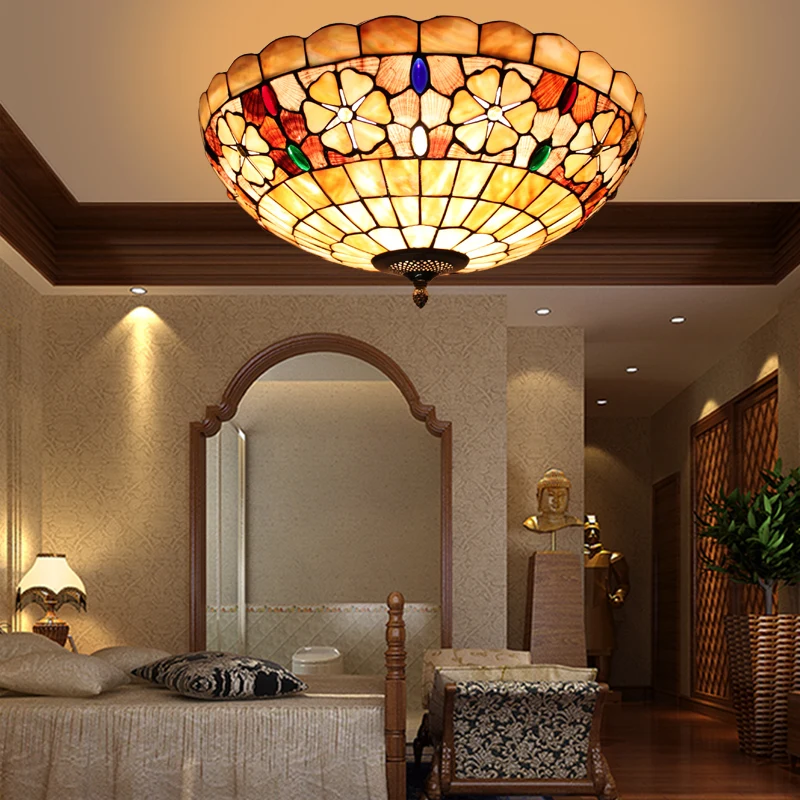 

europe modern tiffany ceiling light shell bedroom balcony hallway ceiling lamp 20inch