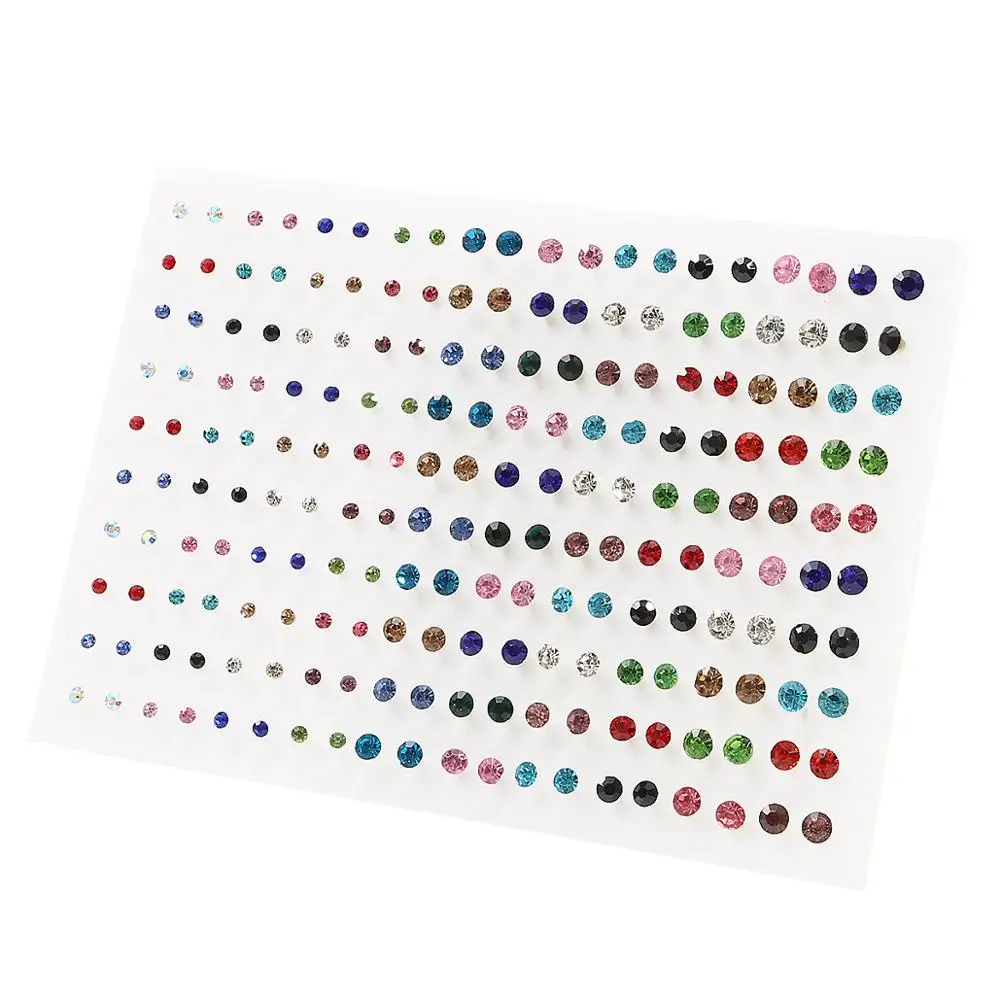 100Pairs Acrylic Crystal Heart Star Moon Small Stud Earrings Set For Women Girl Animal Flower Plastic Earring 2021 Trend Jewelry