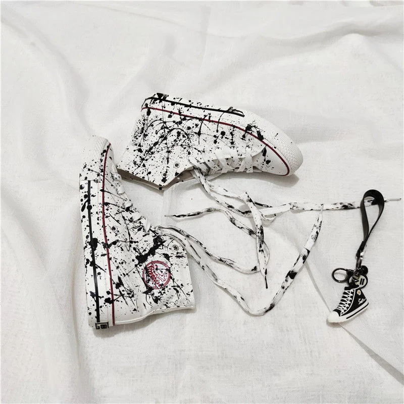 Zapatos de con grafiti para hombre, alpargatas altas, deportivas vulcanizadas para jóvenes y niños, otoño -