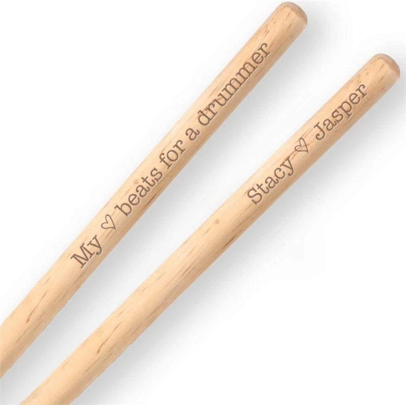 Drumsticks PAIR Personalized Laser Engraved Hickory Wooden Gift for Drummer Boyfriend Husband Father
