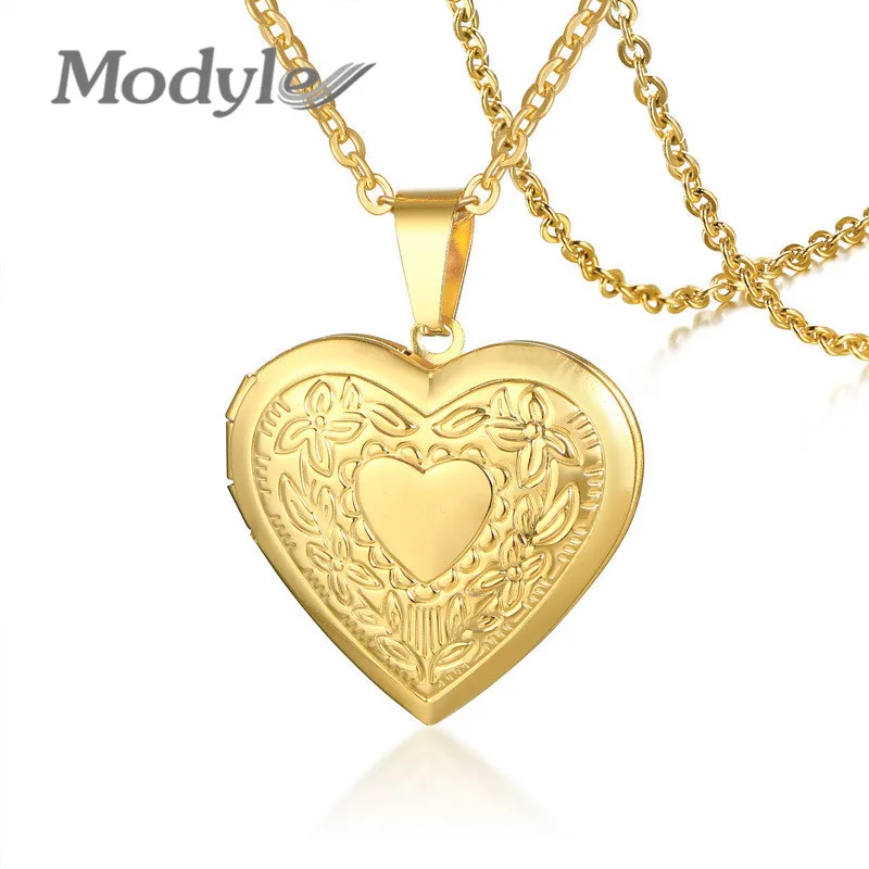 Modyle с медальоном в форме сердца подвески ожерелья для женщин Золотой Цвет рамка