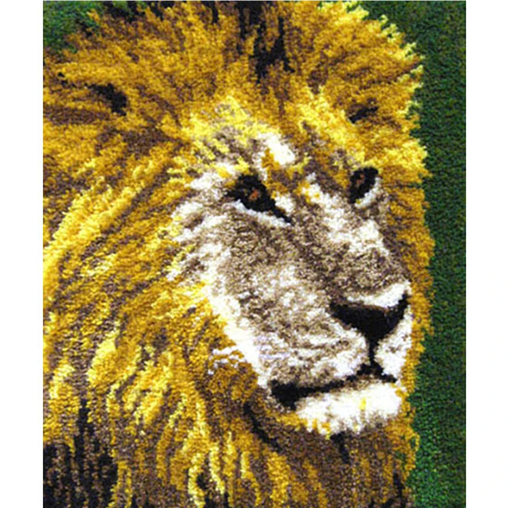 

Lion Tapestry kit Cross stitch do it yourself latch hook carpet Embroidery plastic canva for adult Hobby and needlework Rug