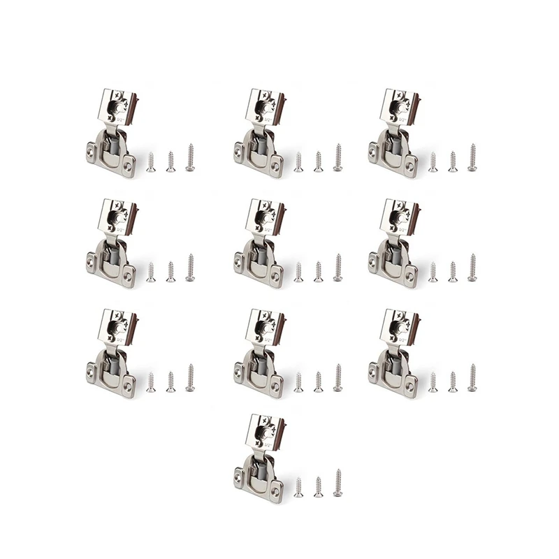 

10Pcs Soft Close Hinge 1/2 inch Concealed Cabinet Door Hardware Compact Overlay Hinges Nickel Plated for Frameless Face Frame Ni