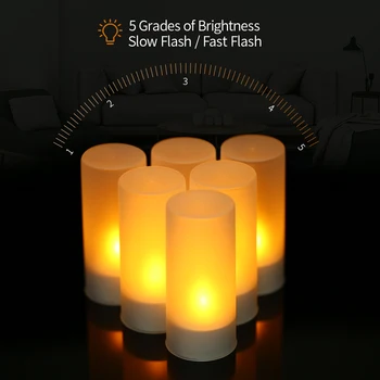 

New 4/6/12pcs LED Candles Flickering Flameless Candle Led Tealight Candles Lights USB 5V Rechargeable with Remote Control