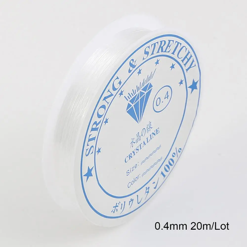 0,4/0,5/0,6/0,7/0,8/1 мм эластичный с украшением в виде кристаллов Бисер круглый эластичный шнур прозрачные эластичные набор «сделай сам» для Цепочки и ожерелья браслет ювелирных изделий - Цвет: 0.4mm about 20m