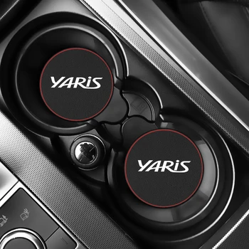 

1pcs Car Cup Holder Mat Leather Water Coaster Decoration For Toyota yaris 2013 -2016 Yaris L 2017 -2019 Car Styling Accessories