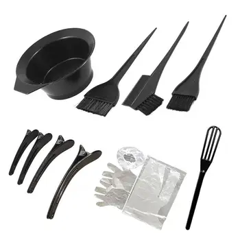 

1 Set Disposable Hairdressing Tools Hair Color Mixing Bowl Hair Clips Dyeing Wrap Brushes Mixer Kit Disposable Gloves Caps Set
