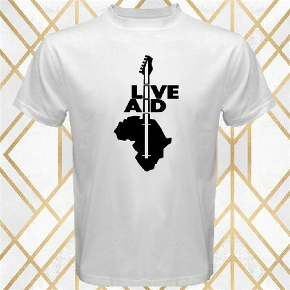 Мужская белая футболка с логотипом Live Aid Concert Tour Классическая индивидуальным