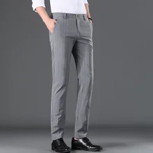 Aliexpress - Men’s Spring Autumn Fashion Business Casual Long Pants Suit Pants Male stripe Elastic Straight Formal Trousers Plus Size 29-40