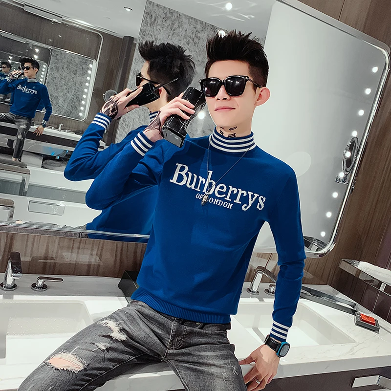 

2019 Winter Casual Men's Sweater O-Neck Striped Slim Fit Knittwear Mens Sweaters Pullovers Pullover Men Pull Homme Erkek Kazak
