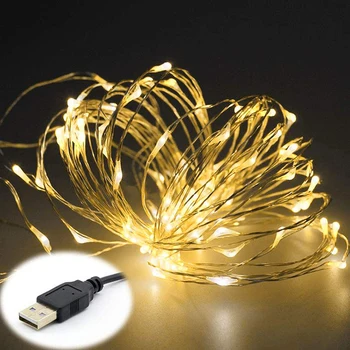 

2 Pack Fairy Lights USB Powered String Lights Warm White 100 Led Christmas Lights Fairy String Lights For Party Wedding Festival