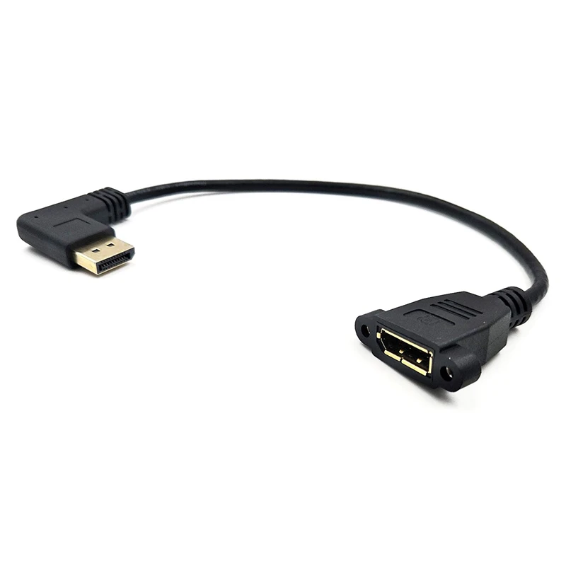 DP кабель 12 дюймов/30 см 90 градусов Displayport (DP) Male DisplayPort Female с резьбовым отверстием и