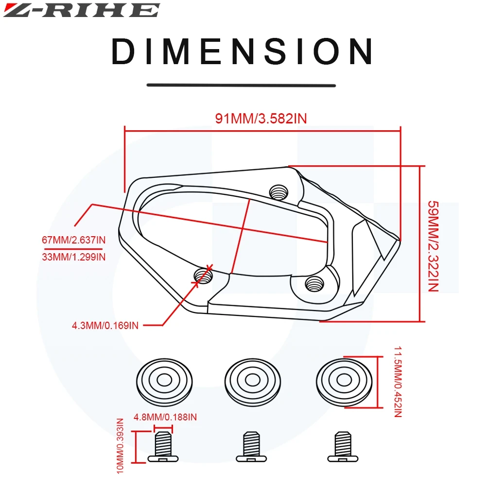 For Yamaha YZF R3 YZF-R3 Motorcycle CNC Aluminum Foot Kickstand Extension Pad Plate Side Stand Enlarger YZF R3 LOGO
