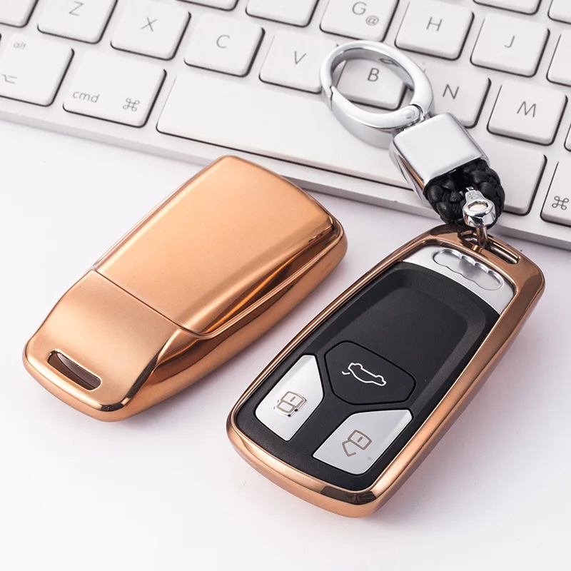ТПУ мягкий чехол для ключа автомобиля чехол для ключа для AUDI A4 B9 Q5 Q7 TT TTS 8S автомобильный умный пульт дистанционного управления