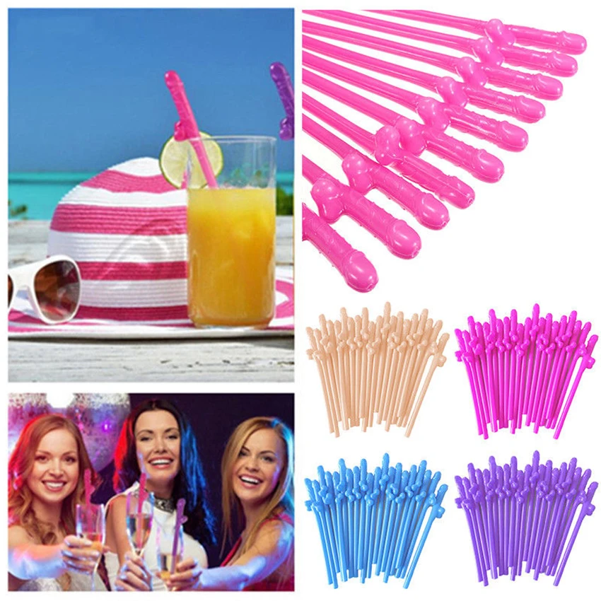 Accesorios de plástico para fiesta nocturna, pajitas para despedida de soltera, para Bar, 20 piezas
