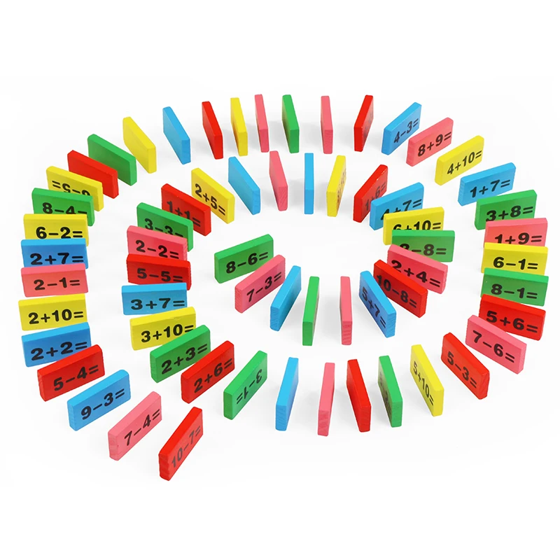  Fun wooden domino math teaching aids toy wooden digital Operation building block toys early childho - 4000607127042