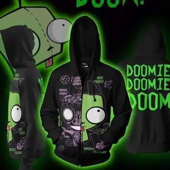 

Anime 2020 New Style Invader Alien Zim Hoodie Casual Cosplay Movie Hoodie Sweatshirts 3D Men Zipper Cardigan Coat