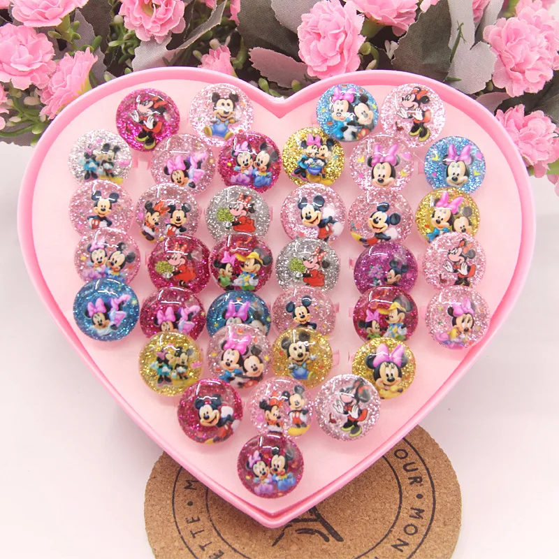 12/36pcs Mickey Mouse Cartoon Ring Toys Disney Minnie Mickey Frozen