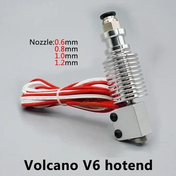 

3D Printer Parts E3D V6 Volcano hotend Large diameter Nozzle 1.75mm/0.6 0.8 1.0 1.2mm 12V/24V remote print J-head