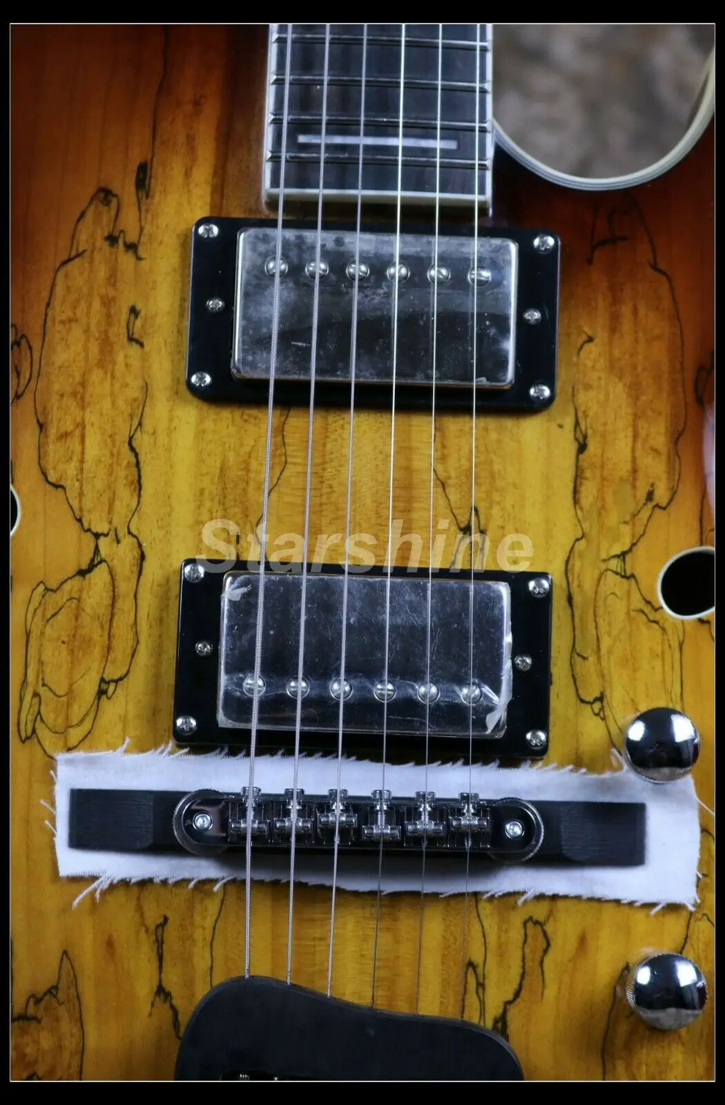 High Quality Electric Guitar Hollow Body Handmade Splited Maple Top Ebony Bridge