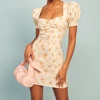 XNWMNZ za 2022 France short sleeve summer women dresses Chic Center Ruched Women's mini dress Vintage Small Floral Print vestido ► Photo 1/6