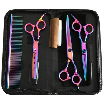 

Sharp Edge Stainless Steel Trimmer Pet Grooming Scissors Set Styling Tool Dog Cat Straight Curved Shear Multicolor Professional