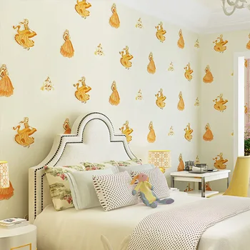 

Fine embossed wallpaper of environmental non-woven fabric Dancing girl cartoon children's room wallpaper Y123