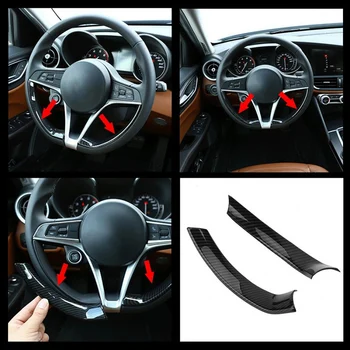 

For Alfa Romeo Stelvio Giulia 2017-2019 accessories Carbon Fiber Style Decoration Car Steering Wheel Frame Trim Sticker Cover