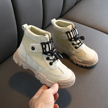 

Children's Martin boots boys 2019 autumn winter wave British style snow boots girls retro shoes short boots baby student shoes