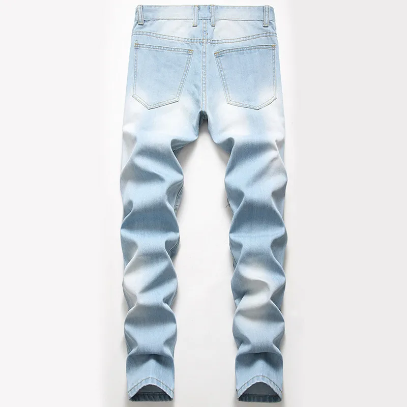MORUANCLE Для Мужчин's Марка NEW FASHION Hi Street рваные джинсы брюки с Hoels уличная рваные джинсовые штаны мытого синего цвета Черный цвет; Большие размеры 28-42