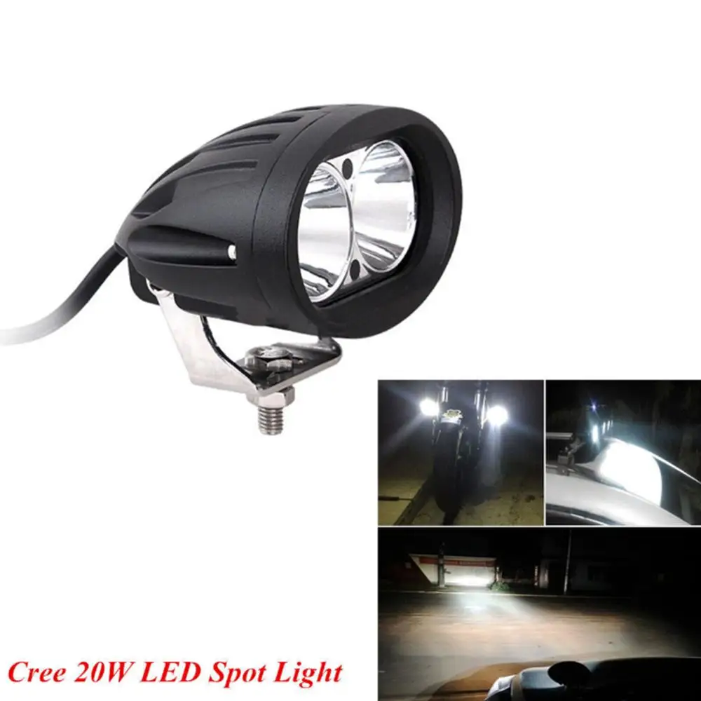 For Motorcycle ATV 4WD 4X4 Waterproof Fog Lamp 1700 lm 6000K 20W Car LED Work Light Off-road Lamp