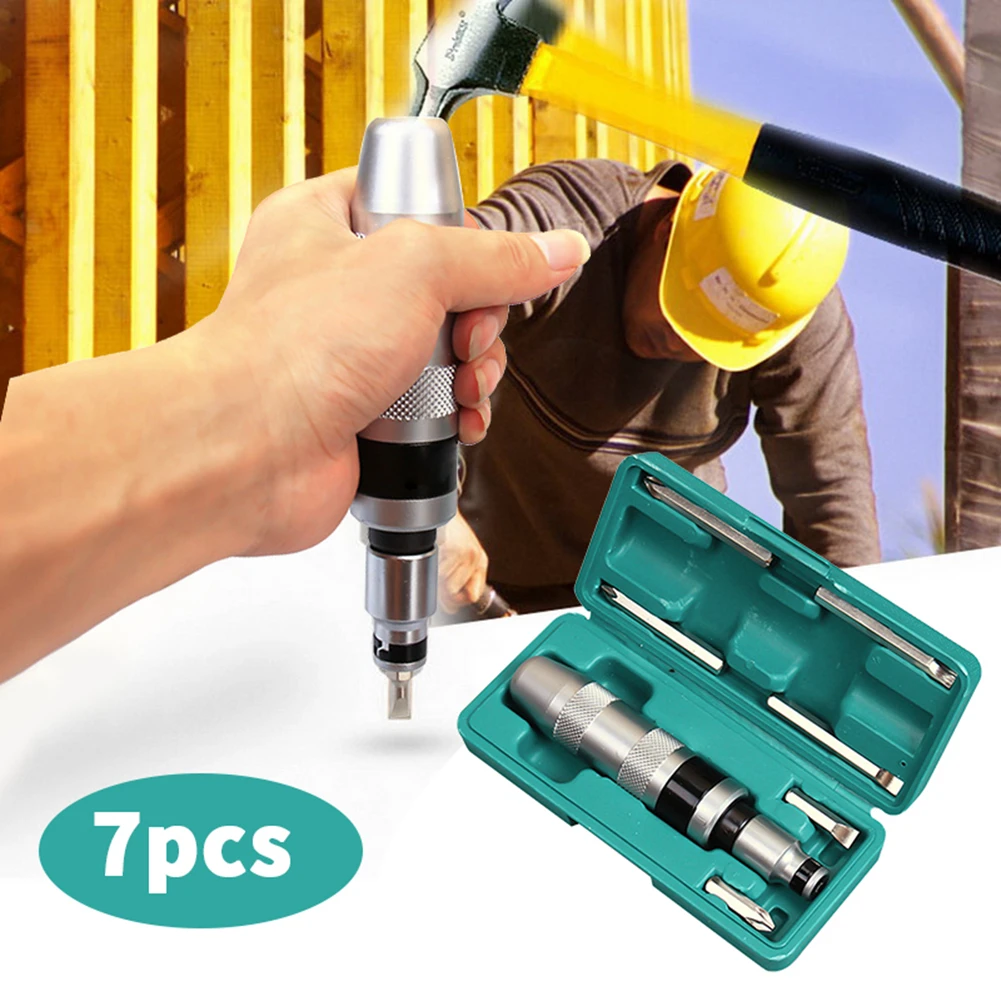 

7pcs Multi-purpose Screwdrivers Heavy Duty Shock screw Driver Chisel Bits Tools Socket Kit Impact Screwdriver Set With Case Flat