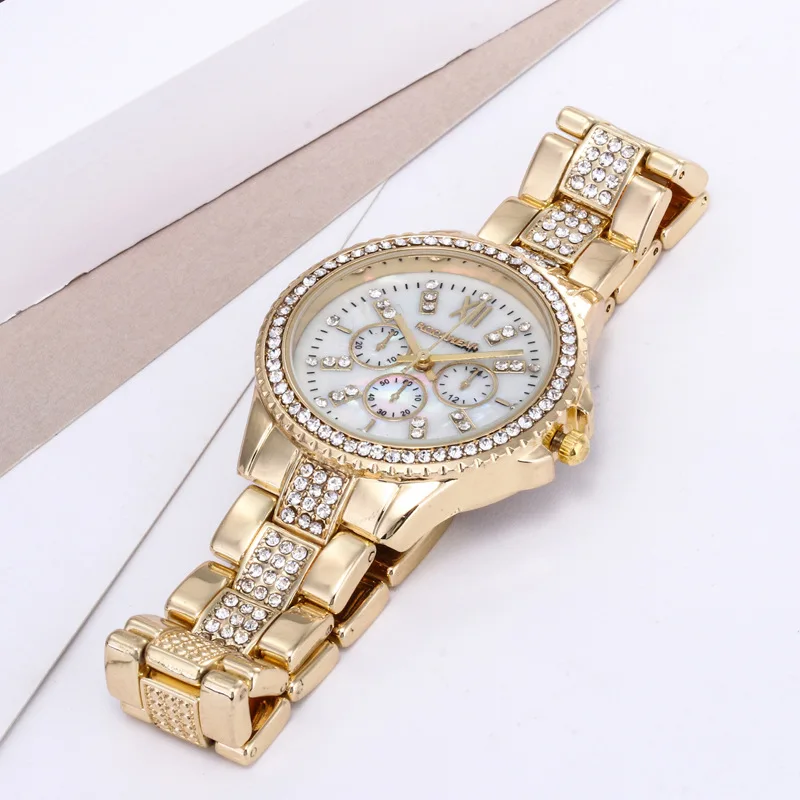 Reloj diamante,, модные золотые женские часы, роскошные хрустальные стразы, кварцевые наручные часы из нержавеющей стали