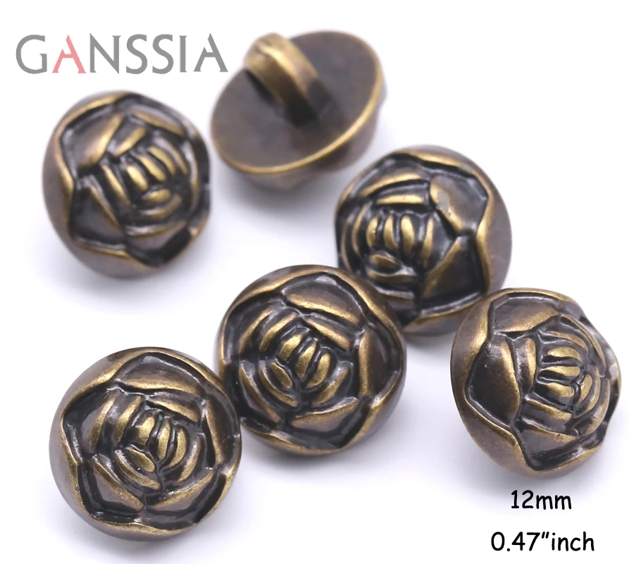 30pcs/lot Size:12mm New Flower buttons for Coat Bronze Color Scrapbooking accessories Plastic button(SS-857