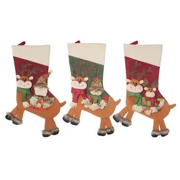 

3 Styles Christmas Stocking Gift Bag Christmas Tree Fireplace Hangging Decorations Santa Claus Hang Pendant Xmas Party Favors A2