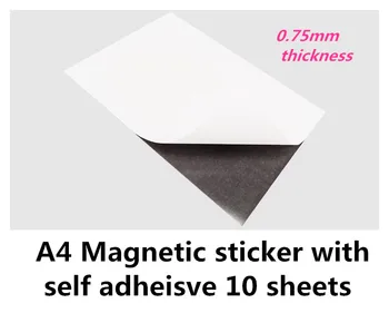 

A4 size 10 pieces flexible rubber magnet vinyl , 0.75mm pvc adhesive magnetic sheet