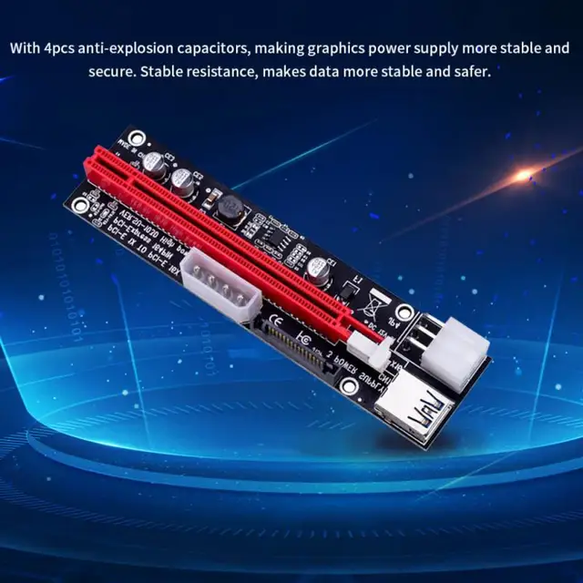 Newest VER009 USB 3.0 PCI-E Riser VER 009S Express 1X 4x 8x 16x Extender Pcie Riser Adapter Card SATA 15pin To 6 Pin Power 3