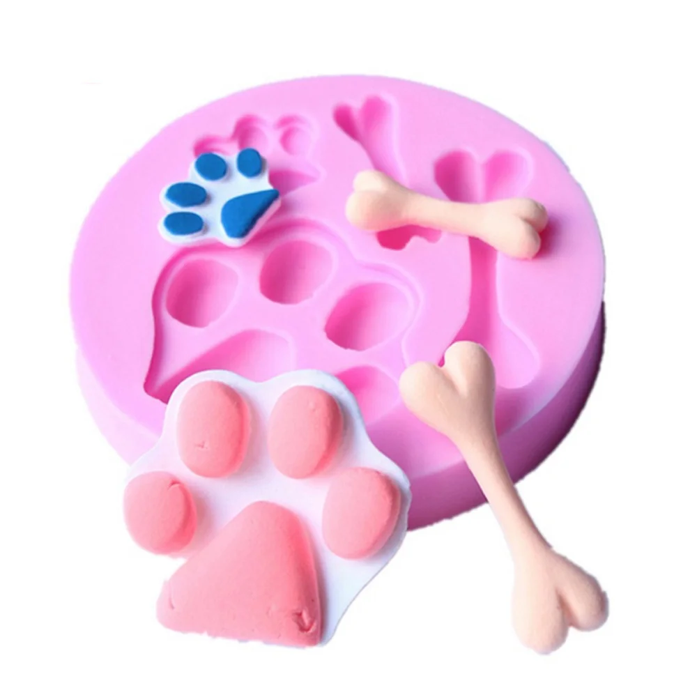 Dog Feet Footprint Bone Silicone Mold Fondant Cake Decoration Kitchen Cooking Tools Chocolate | Дом и сад