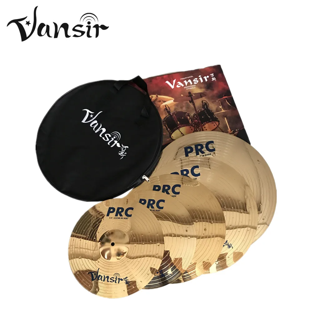 Polishing Alloy Cymbal Sets 14"Hihat 16"Crash 18"Crash 20"Ride with bag and drumstick 5pcs Vansir PRC Series tibetan cymbals drum cymbal kit