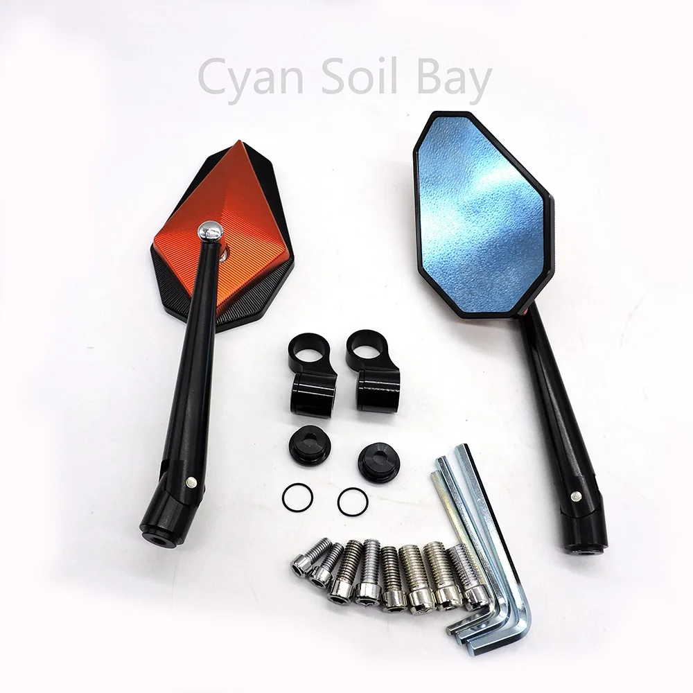 black Orange 7 цветов велосипед ямы moto cross part ATV внедорожный мото rbike зеркало заднего вида аксессуары для мотоциклов Мото зеркала - Цвет: black Orange