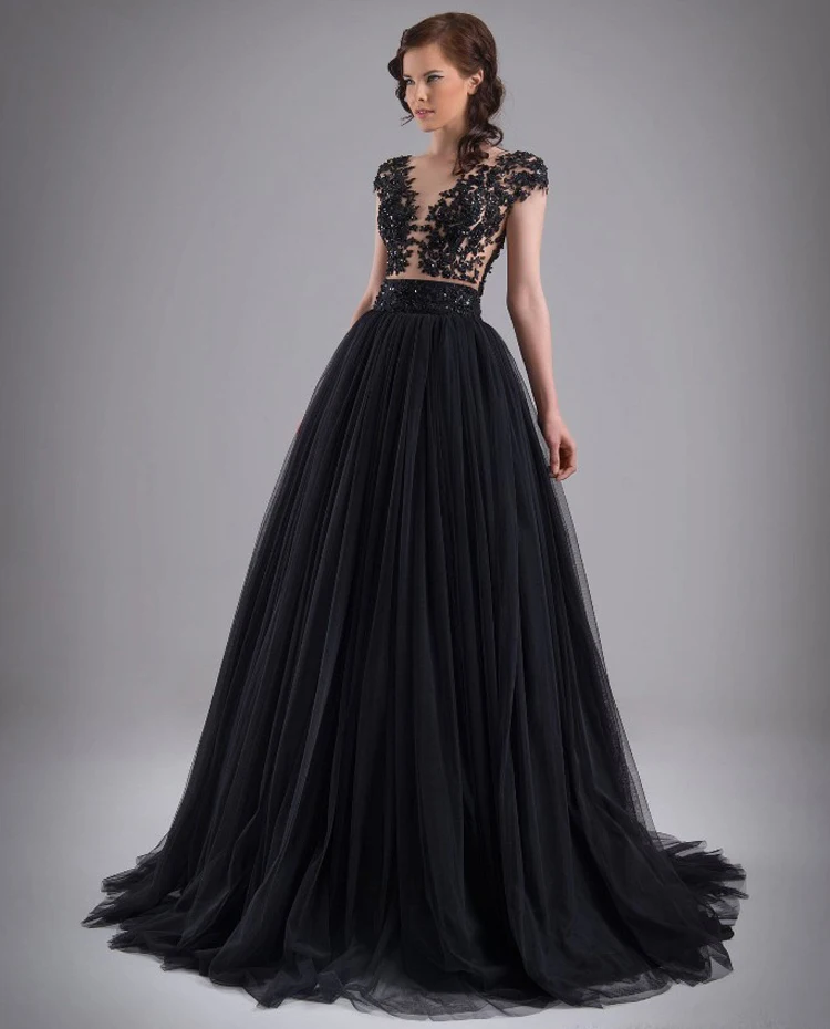 

Hot Sale 2018 Long Evening gown Tulle A-Line Appliqued V Neck Beads robe de soiree Women Formal Prom mother of the bride dresses