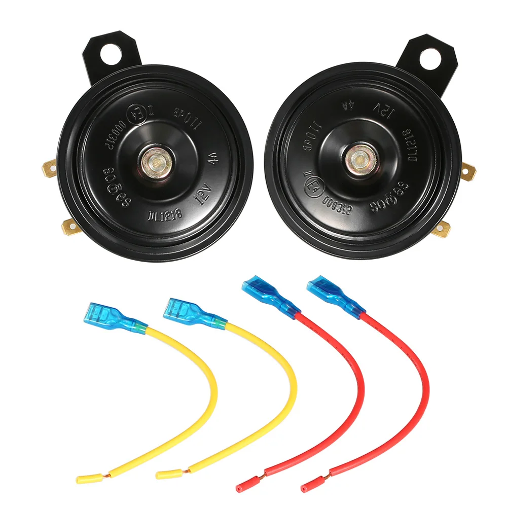

Hot New 2 pcs 12V 110DB Ultra Loud Horn Dual Tone Speaker Universal for Motorcycle Car Truck Van 105~118dB