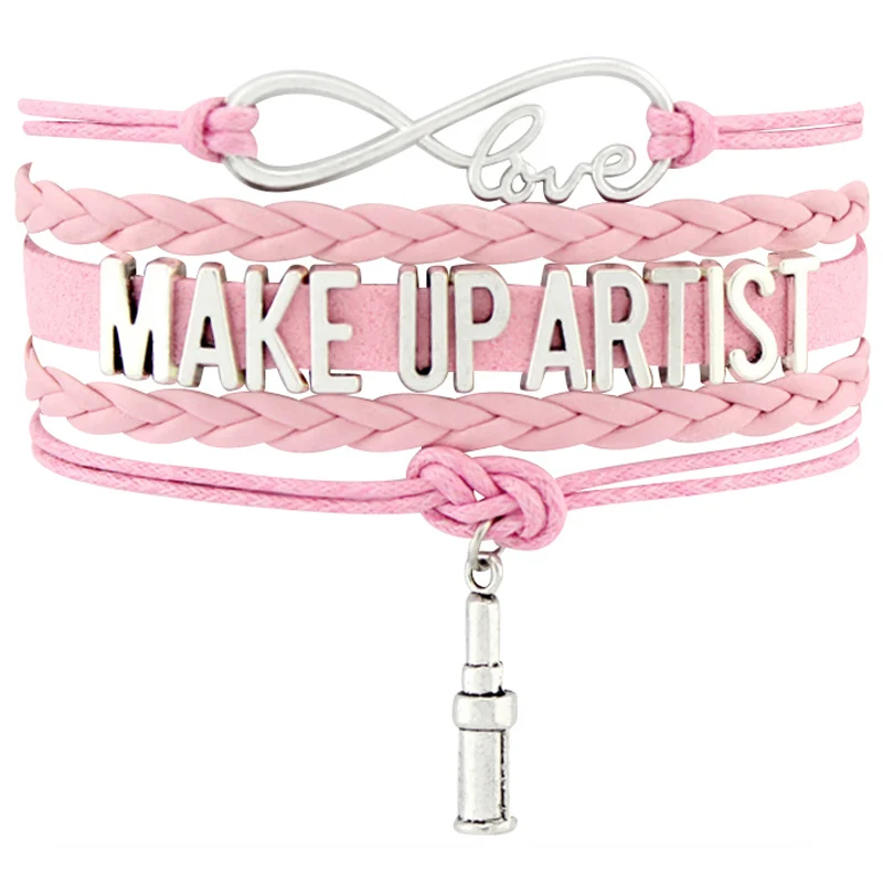 

Infinity Love Stylist Beautician Tattoos Make Up Artist Leather Bracelets