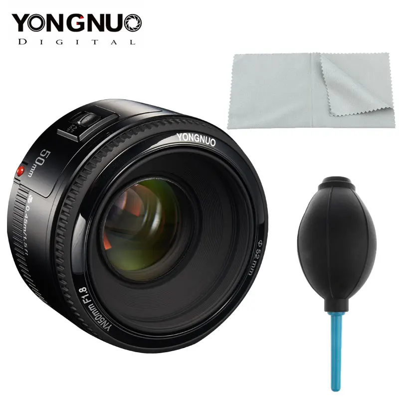 Объектив YONGNUO YN50mm f1.8 EF 50 мм f/1,8 AF объектив YN50 апертура Автофокус для Canon EOS T6 EOS 700D 750D 80 DSLR камеры очиститель