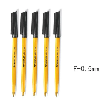 black 0.5mm 5 шт., шариковая ручка STAEDTLER 430 F/M, Классическая шариковая ручка с пчелами, студенческие ручки, Офисная живопись, красная, синяя, черная шариковая ручка, ручка для письма - Цвет: black 0.5mm